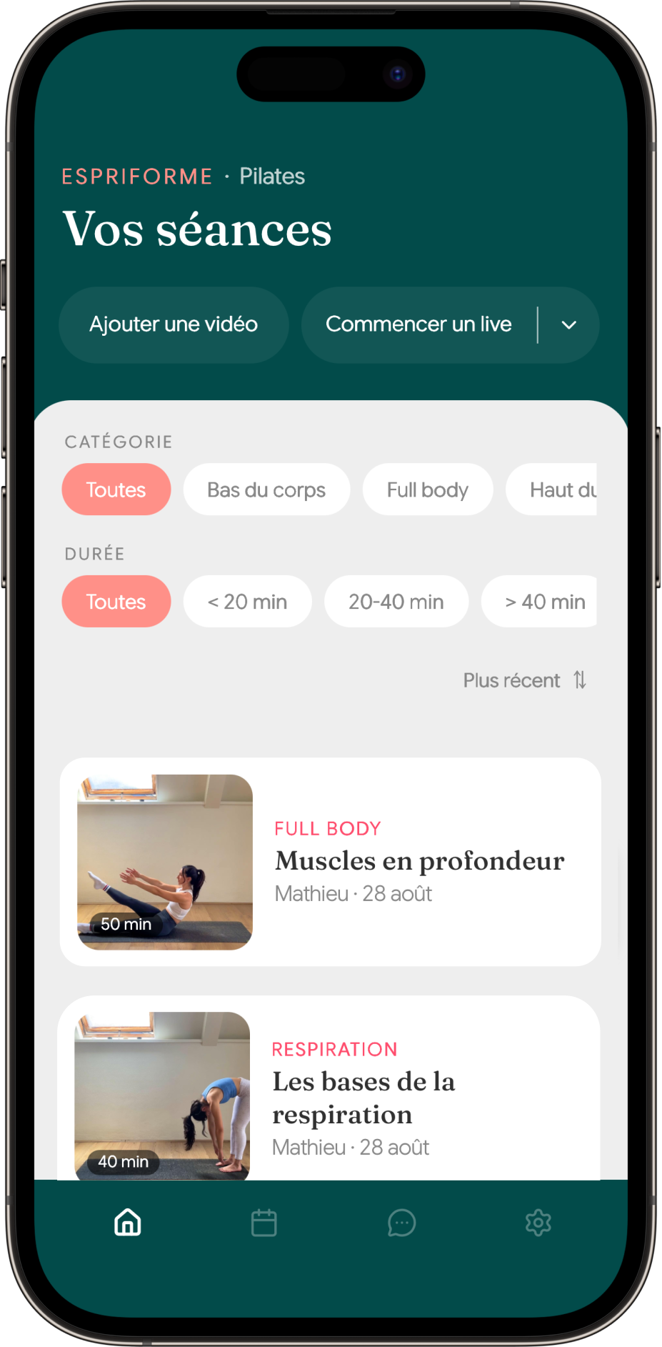 L'application monstudio aux couleurs du studio Espriforme